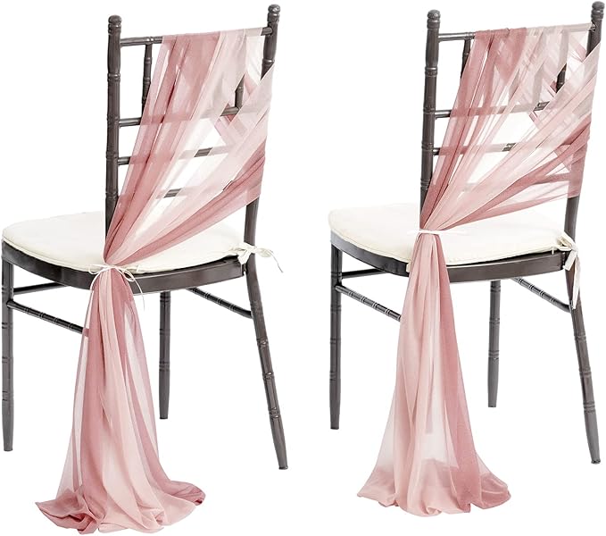 Ling's moment Wedding Chair Sashes Cover Aisle Decorations Draping Fabric Wrinkle-Free with Tie 16 Pcs Dusty Rose & Mauve for Party Ceremony Reception Floral Arrangement Banquet Outdoor Decor