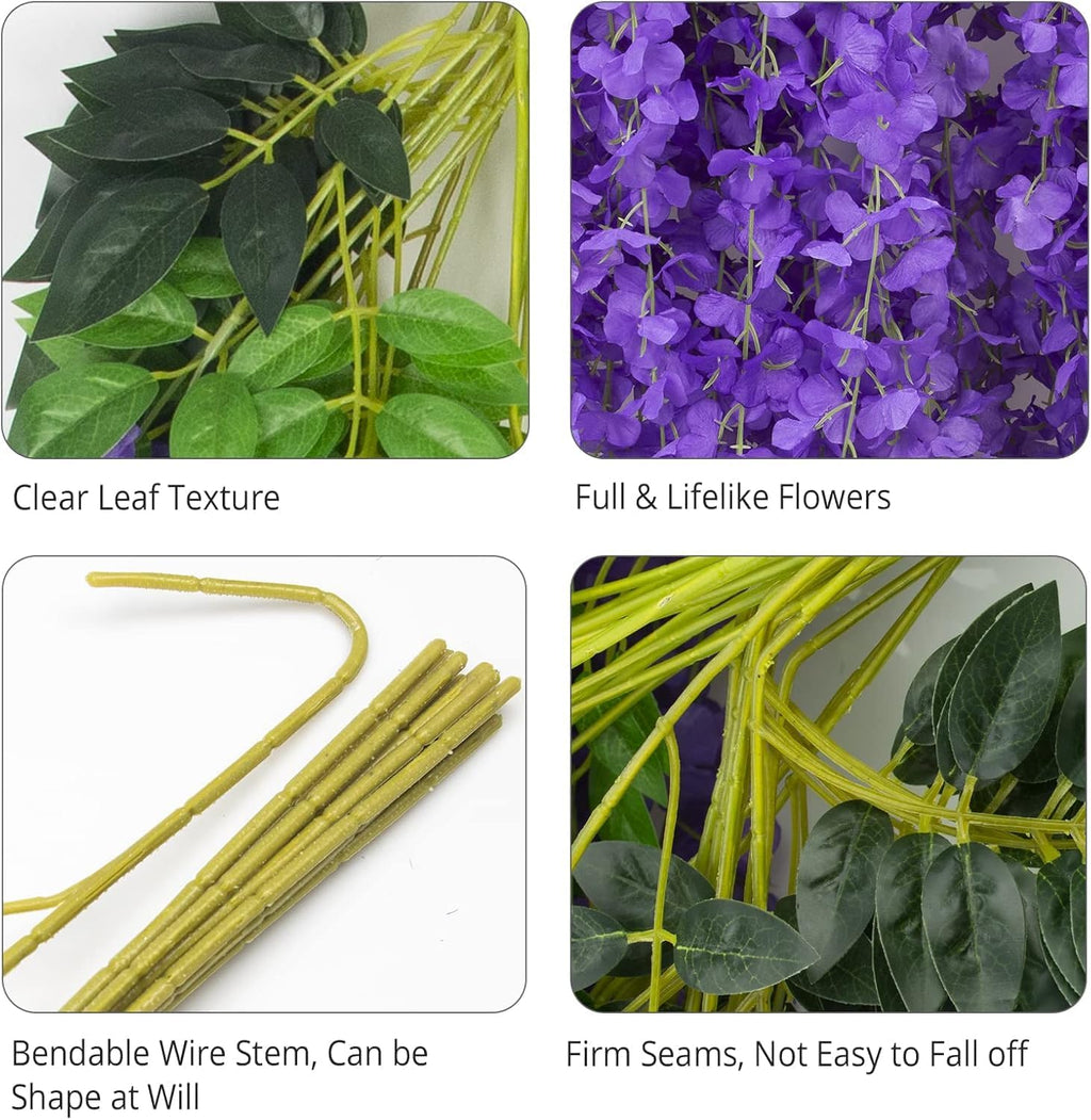 artificial wisteria hanging flowers fake wisteria flower garland, side view