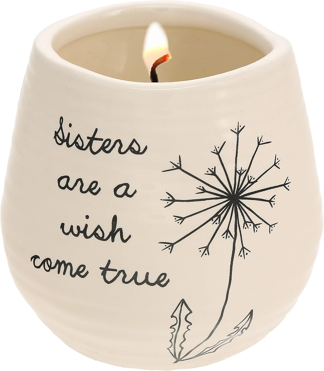 Pavilion Gift Company 77113 Plain Dandelion Wishes - Sisters are A Wish Come True Yellow Ceramic Soy Serenity Scented Candle,