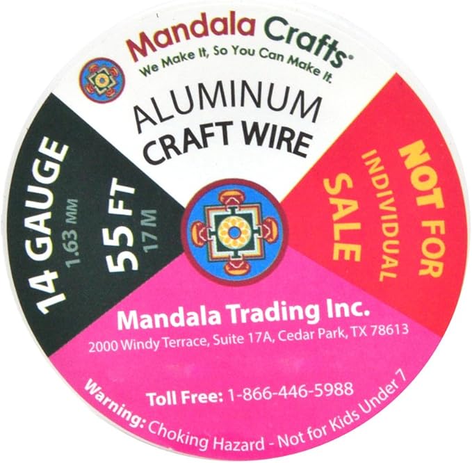 Mandala Crafts 14 Gauge Anodized Aluminum Craft Wire for Jewelry Making – 330 FT Colored Flexible Silver Copper Tone Wire - Bendable for Bonsai Armature Crafting Sculpting
