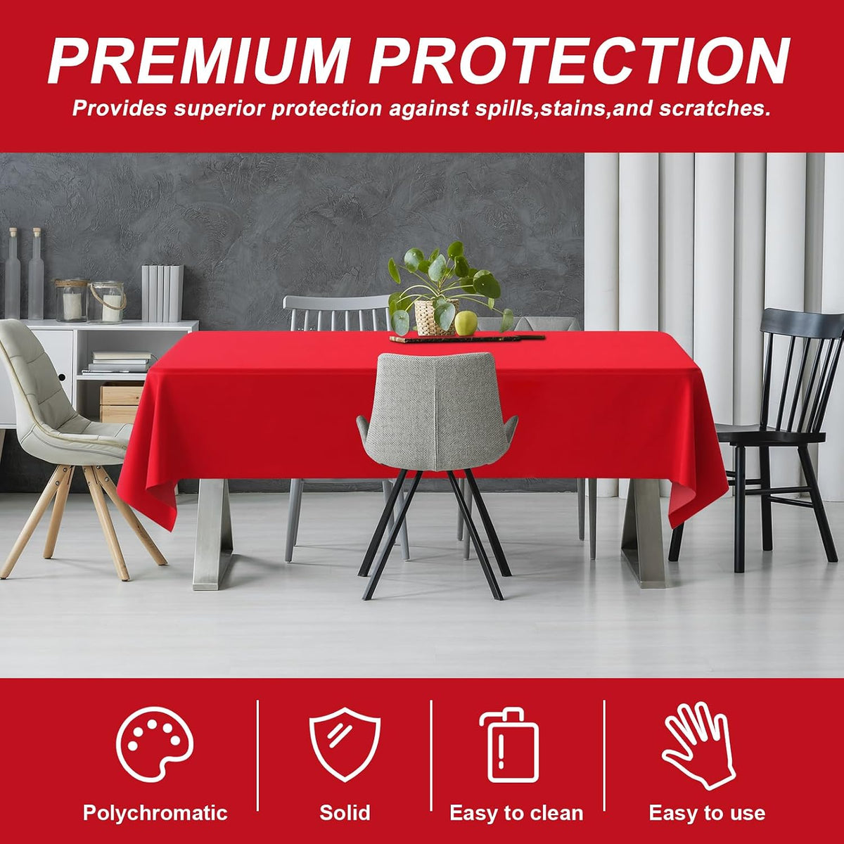 54IN X 320FT Plastic Table Cover Roll with Cutter Box, Cut to Size Plastic Ta...