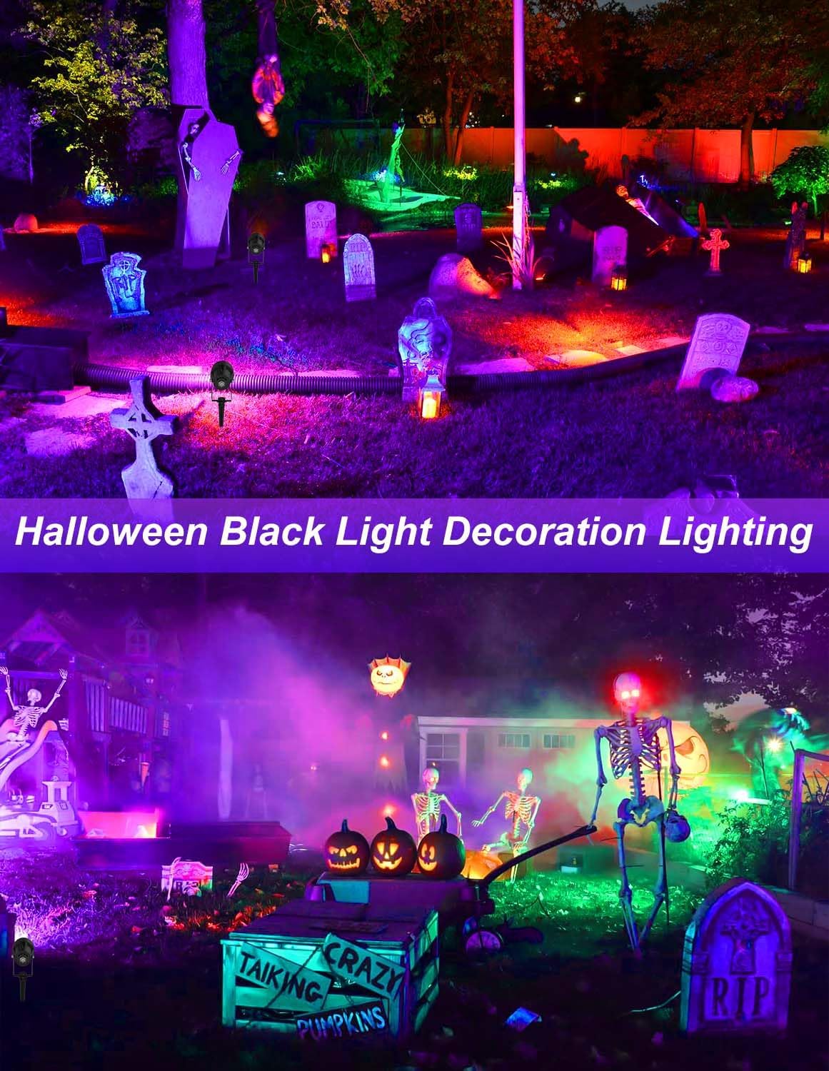 Halloween Outdoor Black Light Spotlight, LED Black Lights Waterproof Landscap...
