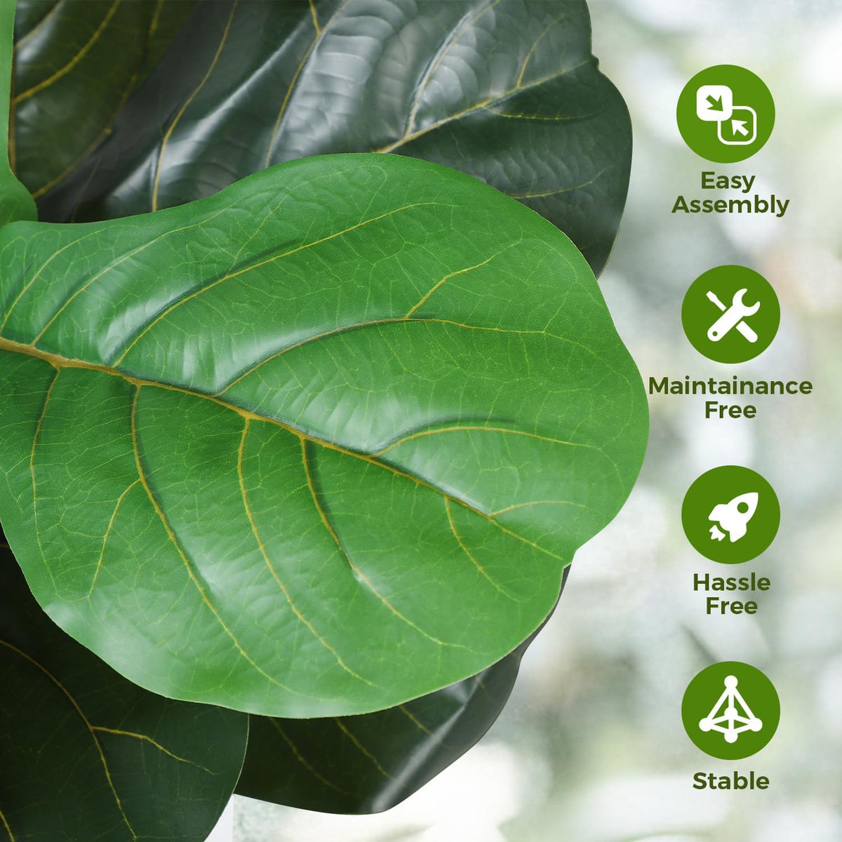 jocoevol artificial fiddle leaf tree, 7ft faux plant, close-up detail