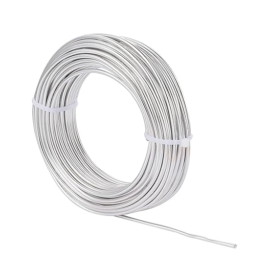 Fashewelry 65.6 Feet 3.5mm Aluminum Wire Silver Bendable Metal Craft Wire for Beading Jewelry Craft Making