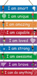 Kids Room Decor, Set of 9 Pieces Boys Room Wall Art, Motivational Wall Decor Wall Hanging Plaque for Kids Bedroom Playroom Bathroom Decorations