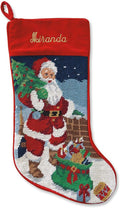 Lillian Vernon Personalized Heirloom Christmas Needlepoint Stocking | Santa, Christmas, Wool with Cotton, 9 1/2" x 17"