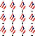 Puerto Rico Desk Flag, 12 Pack Puerto Rican Table Office Flag with Black Solid Pole and Stand Base, International Country Flag, Festival Celebration, Classroom Meeting Desktop Decor (Puerto Rico)