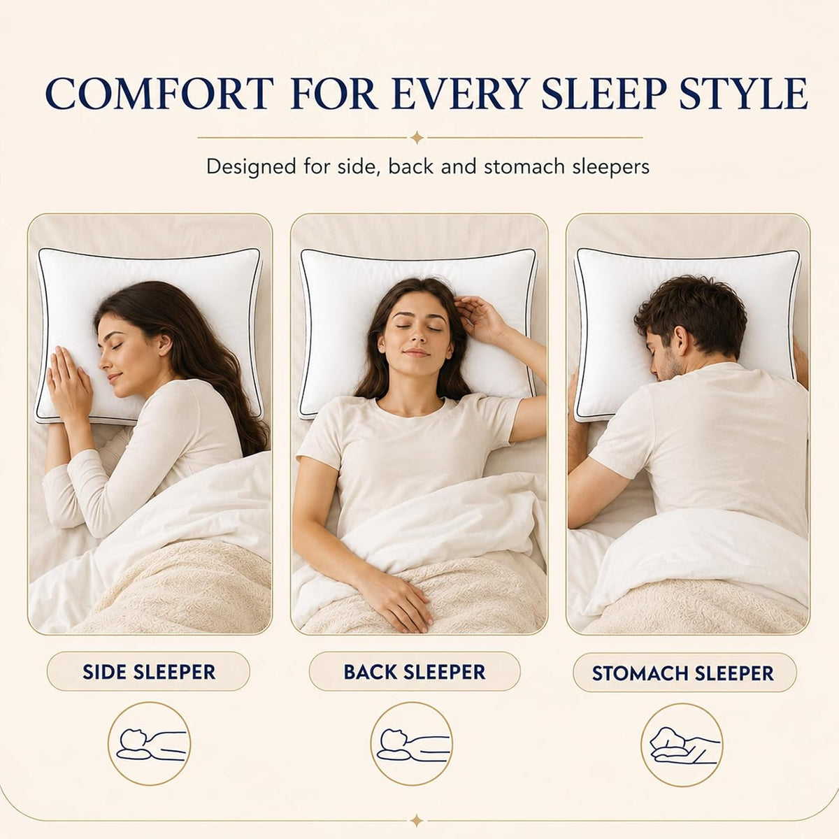 CozyLux Pillows Queen Size Set of 4, Gusseted Bed Pillow, 18 x 28 Inch