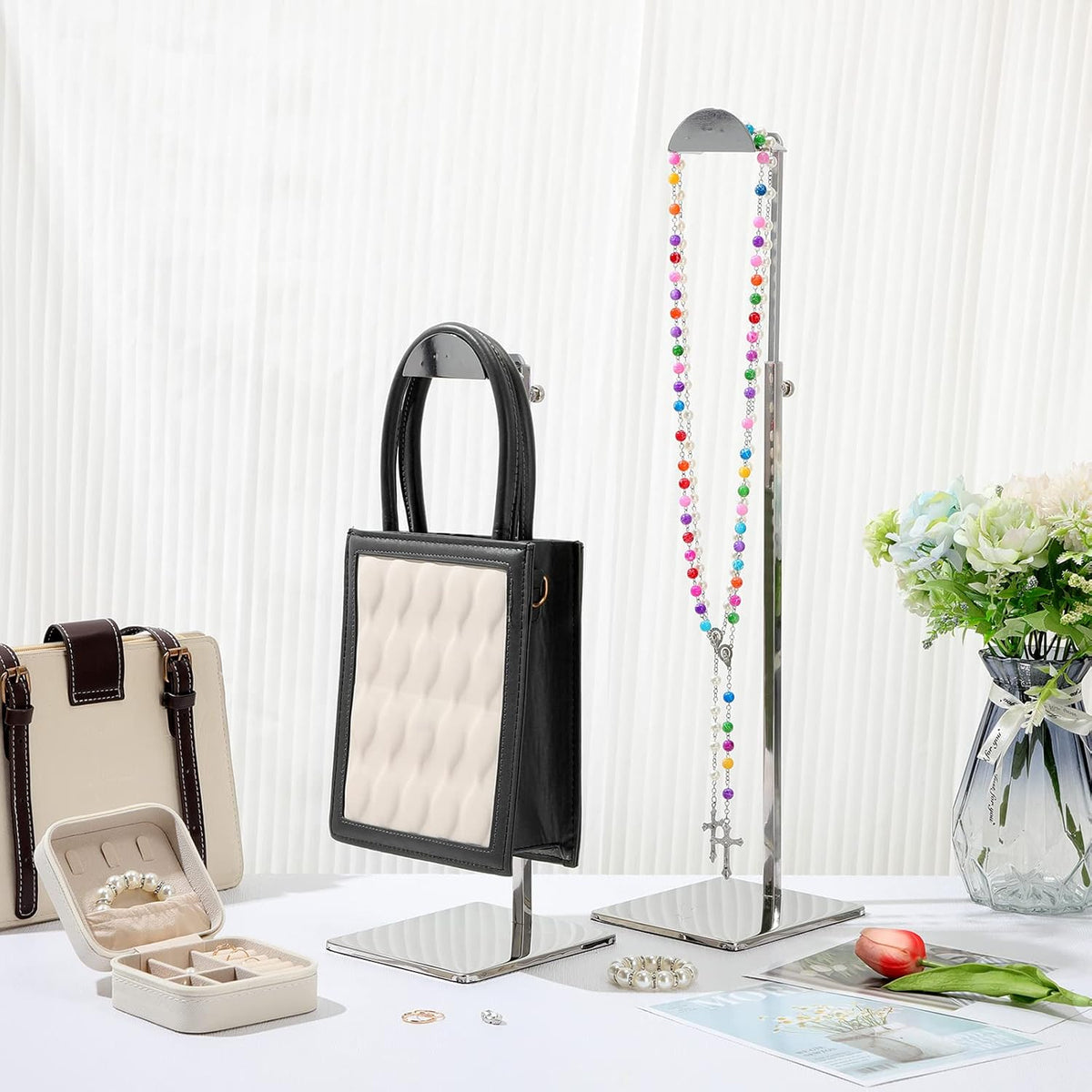 maitys 4 pack purse display stands stainless steel showing dimensions