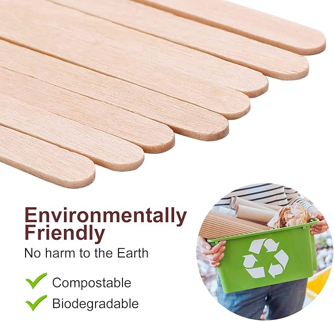 Wooden Coffee Stirrers Individually Wrapped, 500-Count 5.5 Inch Birch Stir Sticks, Natural & Eco-Friendly Disposable Wood Stirrers for Coffee, Hot Drinks, Cocktails, Coffee Bar Accessories ﻿