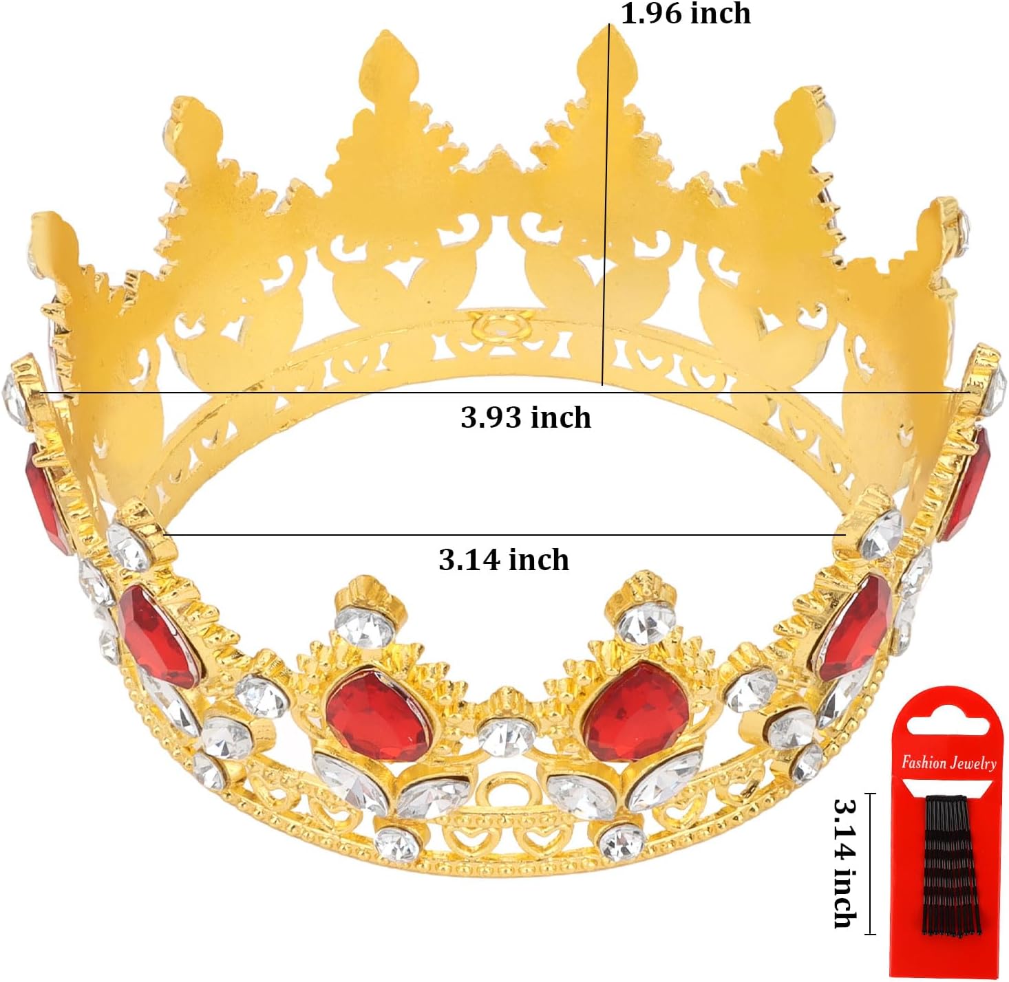 Crown Cake Topper Happy Birthday Cake Toppers Wedding Cake Toppers Mini Crowns for Flower Bouquets Party Decorations (Gold Red)