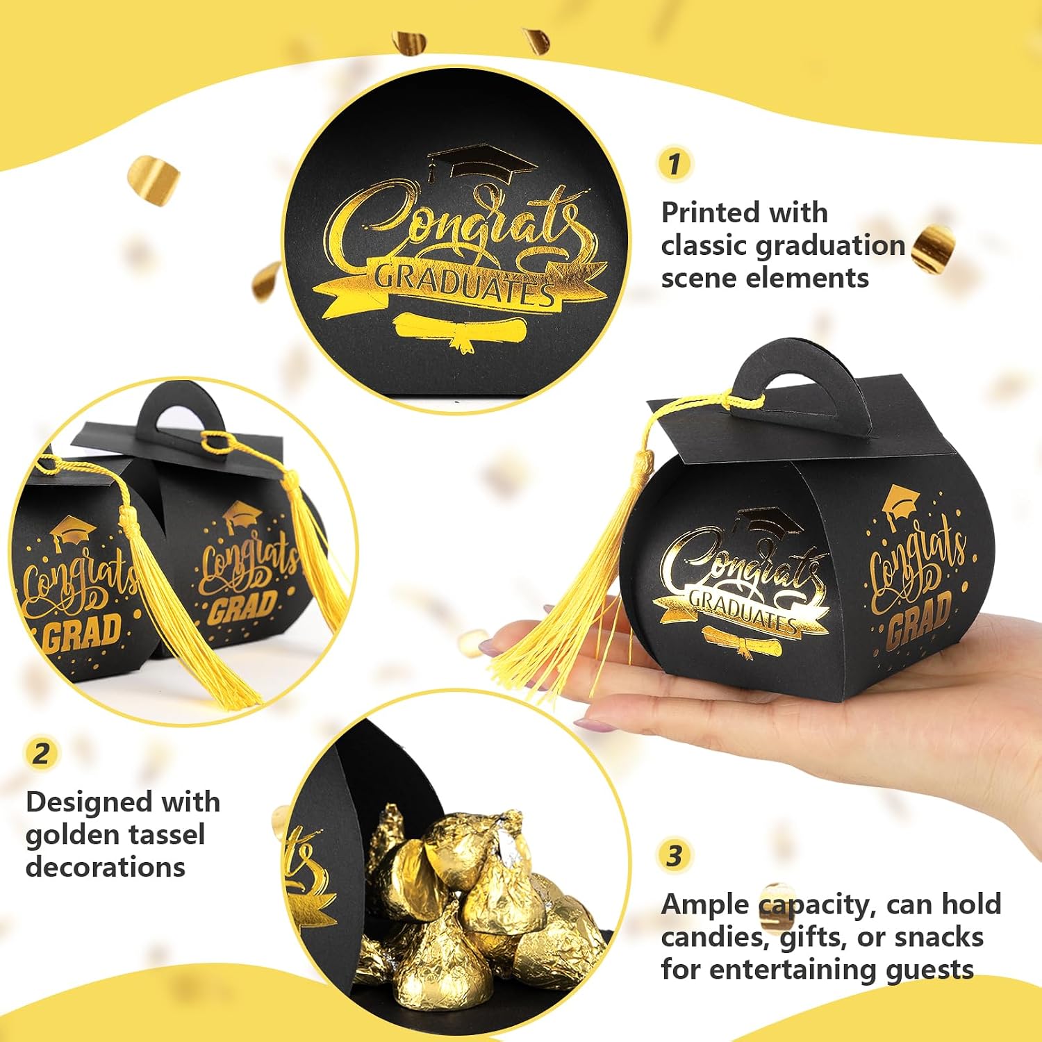 32 Pcs Graduation cap gift box Graduation party favors mini cap candy boxes Class of 2026 Grad hat favor boxes for Graduation party decoration supplies