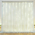 10ft x 10ft Ivory Backdrop Curtain with Lights for Baby Shower, Sheer Backdrop Curtains with Lights for Wedding, Chiffon Light Curtain Backdrops for Birthday Parties Photo Shoot (5x10ft,2 Panels)