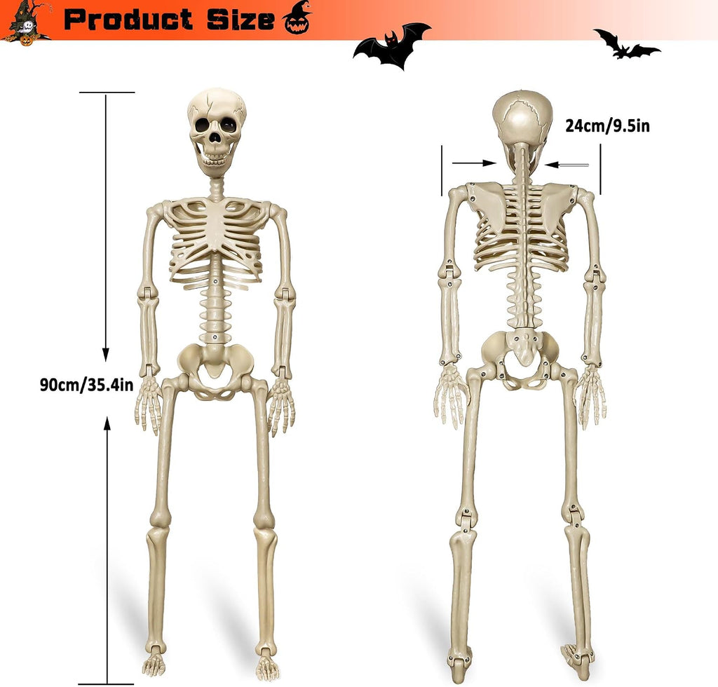 36"halloween skeleton - 3 ft life size human, package contents