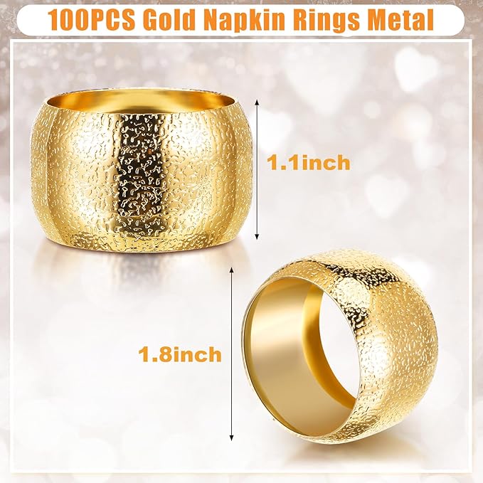 Lallisa Gold Napkin Rings Metal Napkin Ring Holders for Cloth Table Decorations for Wedding Anniversary Birthday Dinners Party of Table Setting(24 Pcs,Classic)