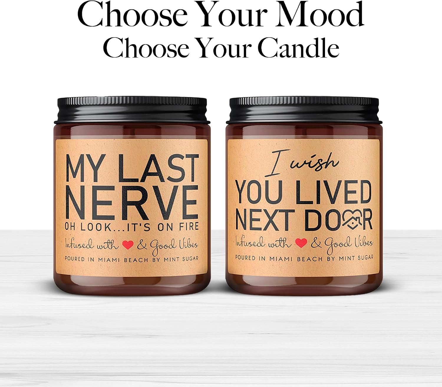 Birthday Gifts for Women - I Wish You Lived Next Door Candle - Apple Caramel Scent - Jar Candle - Made in USA - 9 oz