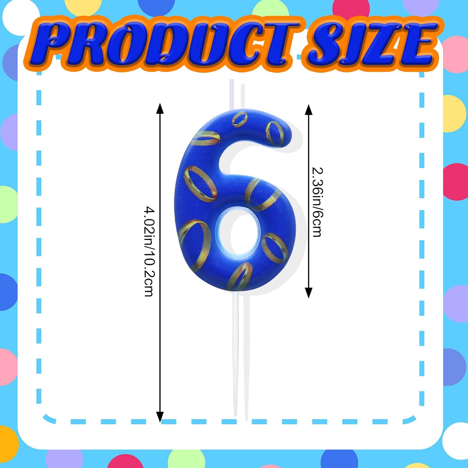 Conelist Number 6 Birthday Cake Candles Blue and Golden Rings Number Candle with Vibrant Designs for Boys & Girls, Theme Birthday Decorations, Cake Toppers for Theme Parties