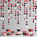 46 Ft Red Black and White Circle Dots Garland Hanging Paper Polka Dots Streamer for Graduations Birthday Bachelorette Engagement Wedding Bridal Shower Holiday Casino Poker Pirate Party Decorations