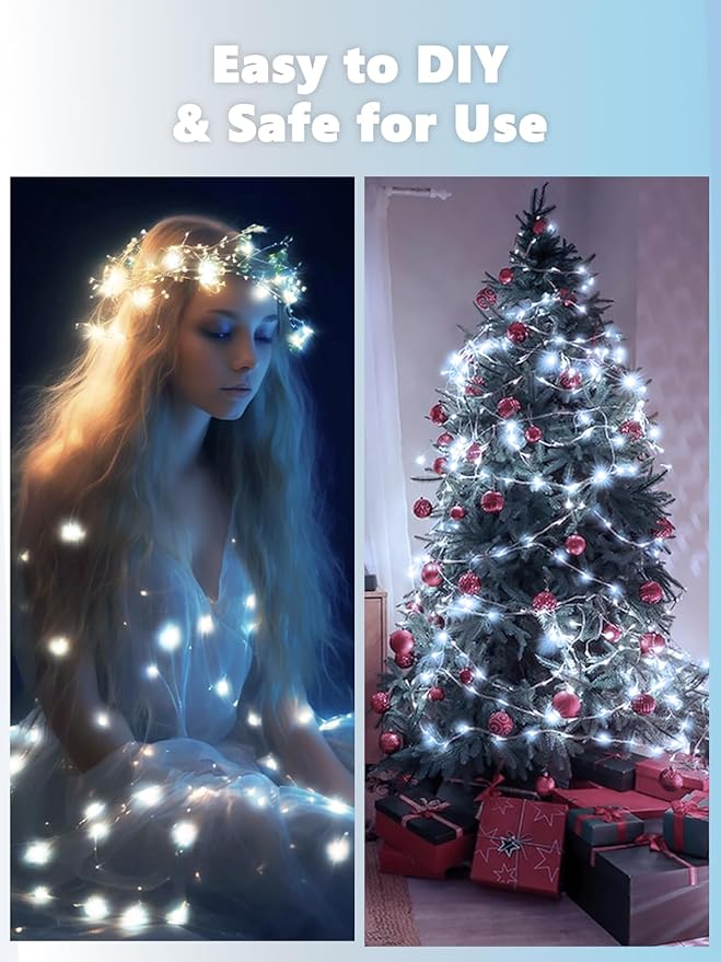 6 Pack Fairy Lights Battery Operated with Remote Control Timer, 26 FT 80 LED String Lights Outdoor Indoor, 8 Modes Twinkle Lights for Christmas Party Wedding Birthday Bedroom Décor (Cool White)