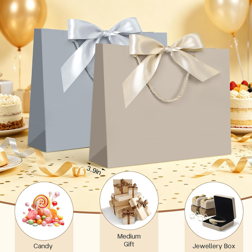 JMANNI Gift Bags with Handles, 13” Medium Gift Bag for Presents, 1 Pcs Bags with 2 Tissue Paper and 1 Cards for Graduation Baby Shower Wedding Fathers Day Mother's Day Birthday Party（champagne gold）