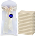 MDS Pack of 50 PCS Satin Chair Sashes Charmeuse Sateen Dining Chair Bows Ribbon Ties Back Sash for Wedding Party Birthday Home Hotel Restaurant Banquet Decoration (7 x 108 Inch, Cream)