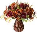 fall artificial faux flowers in vase fake silk, main product view