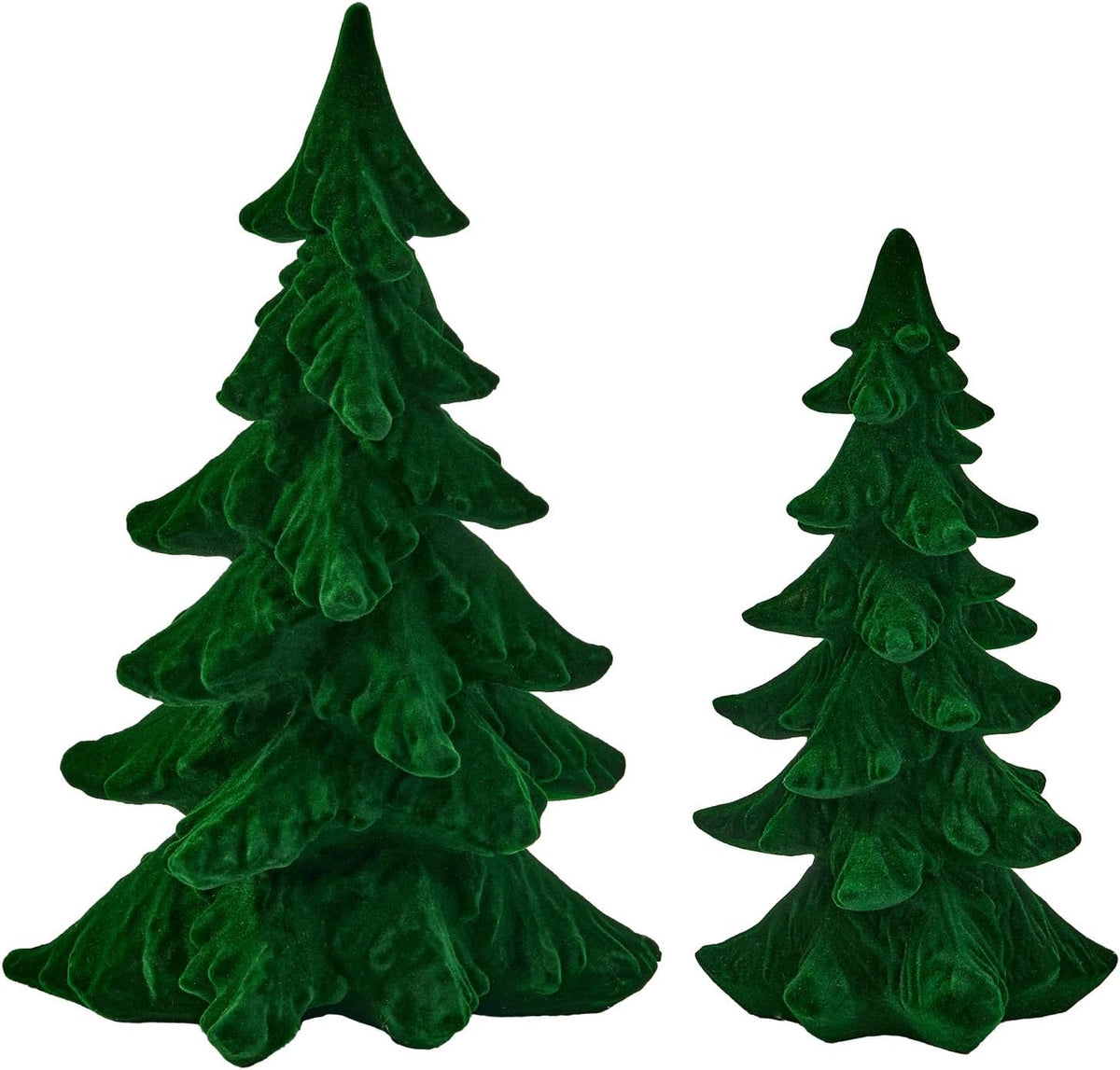 dn deconation flocked christmas tree figurines, green velvet, main product view