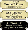 3" W x 1" H Personalized Custom Engraved Brushed Gold Solid Brass Plate Frame Name Label Art Tag With Frame