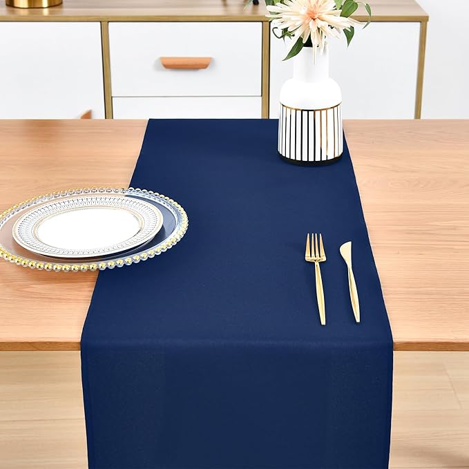 Farmhouse Navy Blue Table Runner Dining Table Runners 60 Inches Long Coffee Table Runner for Dresser Living Room Bedroom Holiday Party Banquet 12X60 Inch