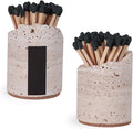 Match Holder with Striker - Set of 2 - Handmade Travertine Match Box - Matches in a jar for Bathroom Candle - Cute Home Decor - Matches Not Included