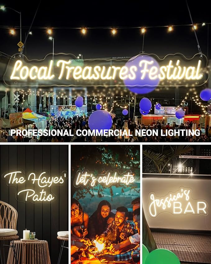 Large Outdoor Waterproof Custom Neon Sign, Personalized Outdoor Led Sign with Remote for outside, Professional Waterproof IP65 Neon Light for Pool Patio Backyard Restaurant Shop Beauty Salon