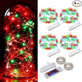 ZNYCYE 4 Pack Fairy Lights Battery Operated, 8.2 Ft 50 LED Fairy Lights with Timer, 8 Modes Christmas Lights, Fair Lights Waterproof for Indoor Wedding Christmas Decorations(Red Green White)