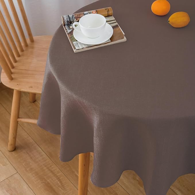 NLMUVW Brown Linen Tablecloth Round Tables, Small Chocolate Table Cloth Farmhouse Table Cover for Kitchen Dining Coffee Cafe, 36 Inch