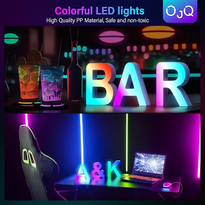 OJQ Light Up Letters LED Letter - Bedroom Lighted Colorful Alphabet Letter Music Sync Color Change - Christmas Birthday Gifts for Girl - Teen Girls Room Decor Gifts Party Home Wall Bedroom Decor