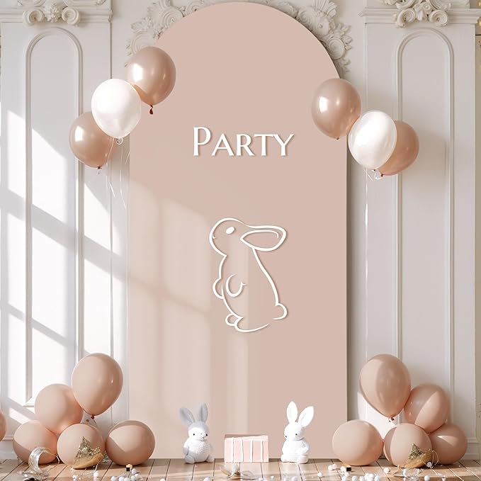 7.2FT Nude Arch Backdrop Cover - Spandex Fitted Wedding Arch Stand Covers Round Top Chiara Arch Backdrop Cover for Birthday Party Banquet Photo Background Decoration