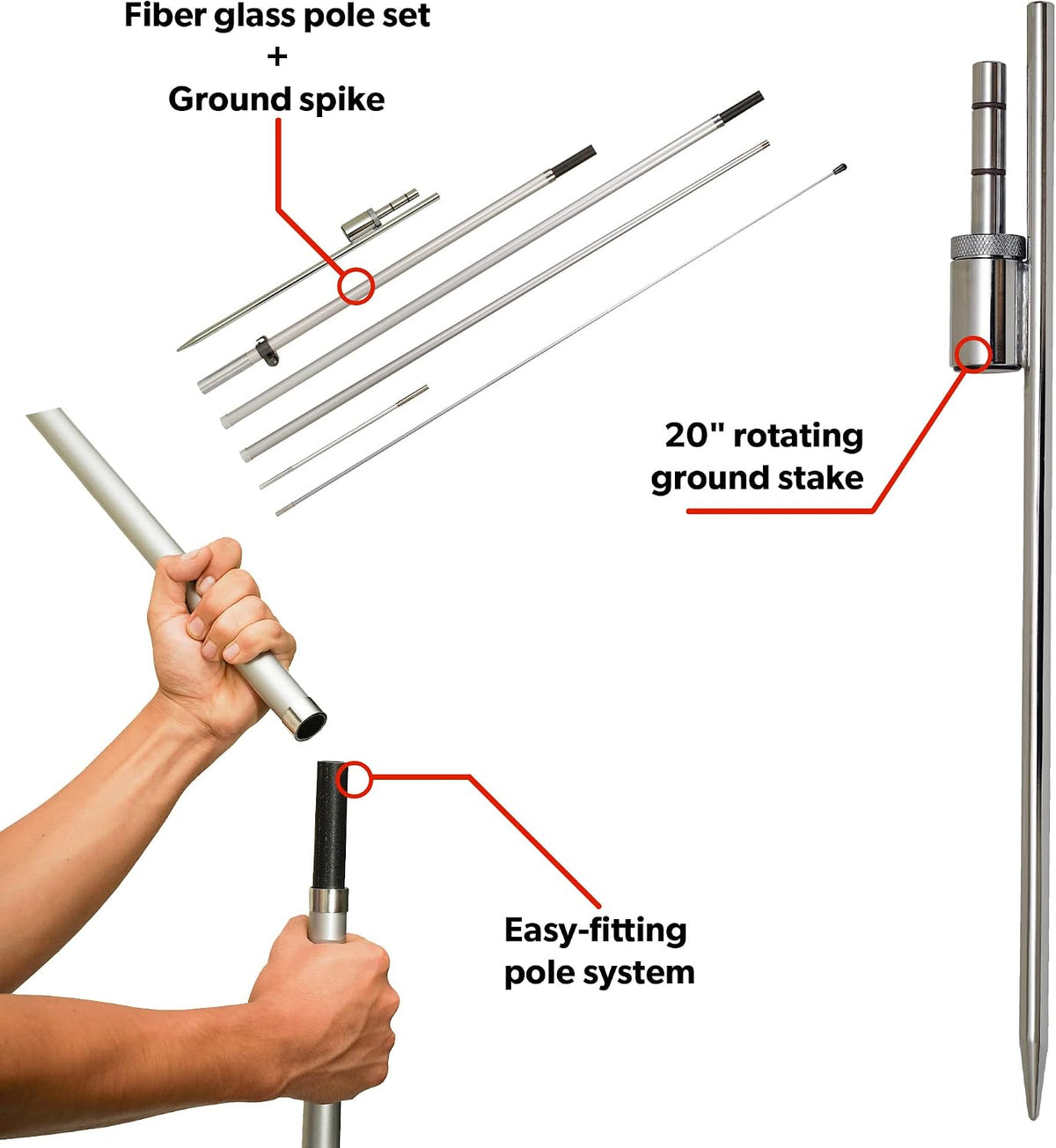 LookOurWay Feather Flag Pole Kit - 13 Feet Tall Swooper Flag Pole Kit with Ro...