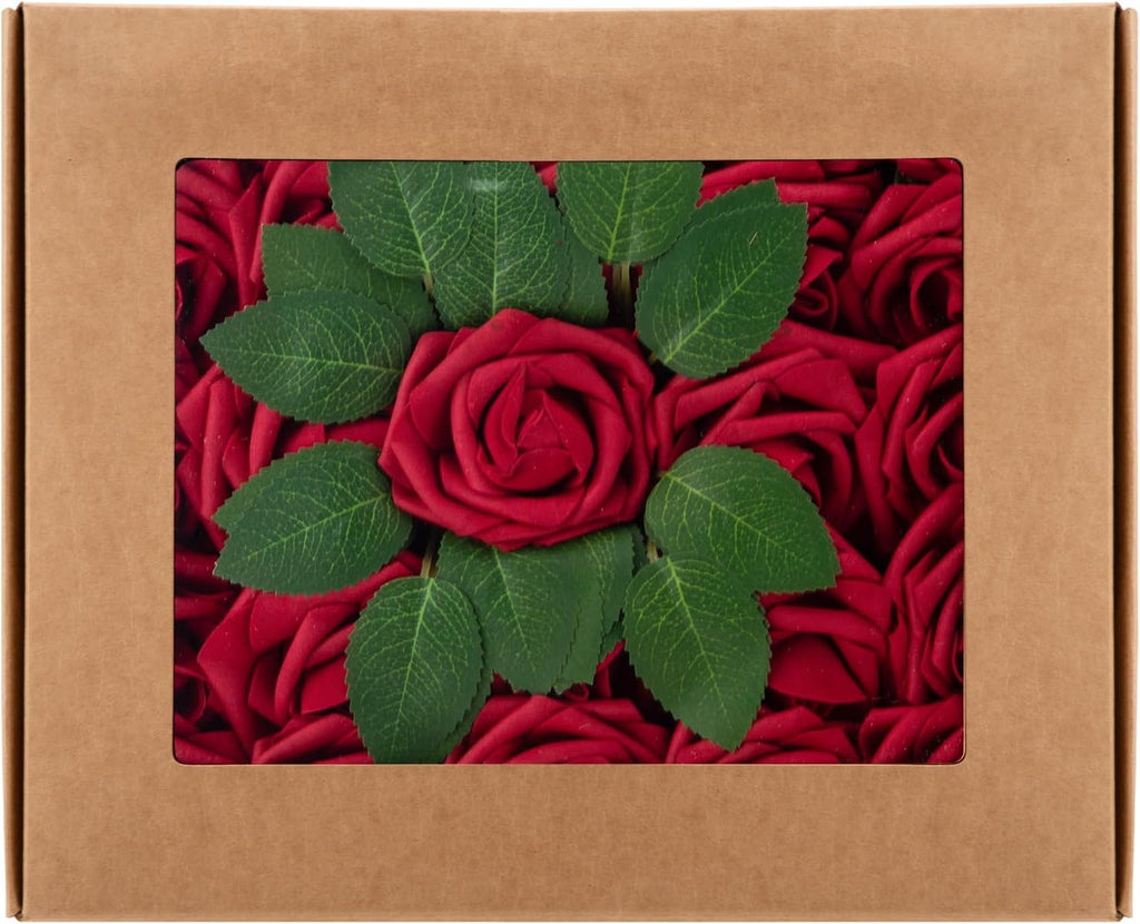 cliselda 100pcs red fake roses artificial flowers foam on a desk or shelf