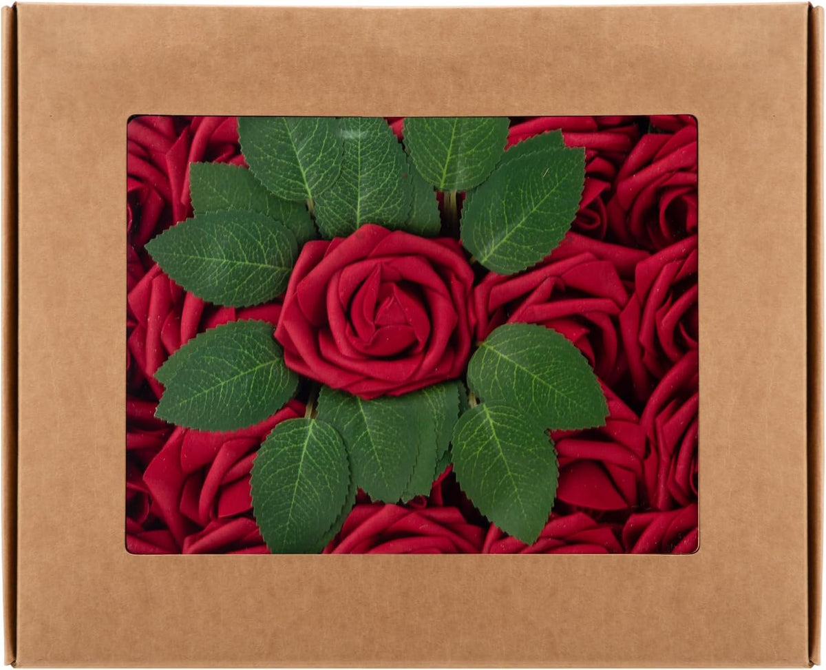 cliselda 100pcs red fake roses artificial flowers foam on a desk or shelf