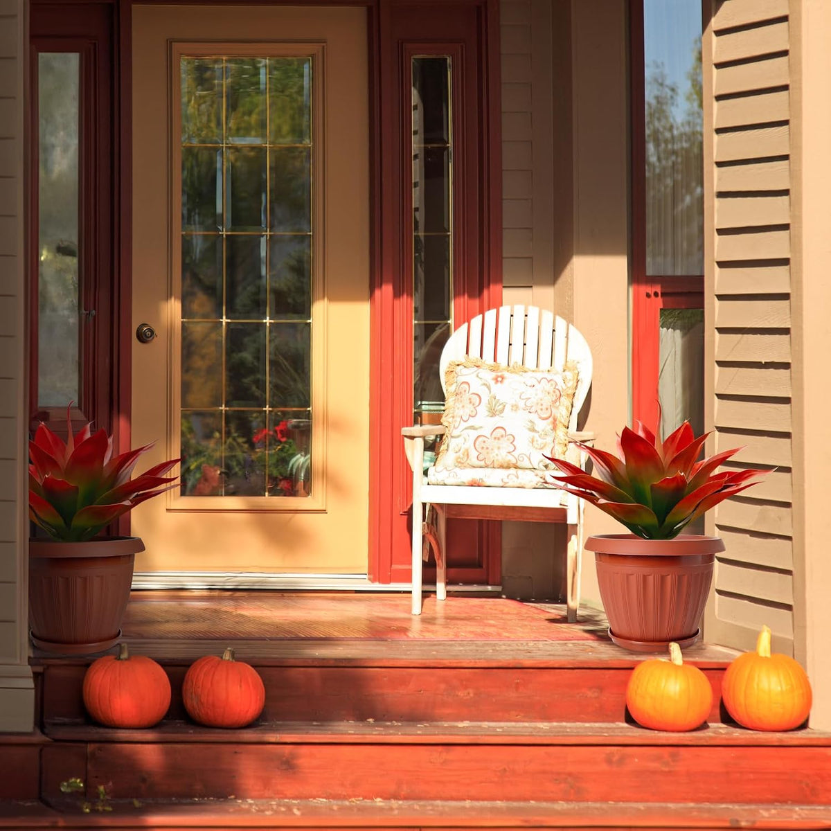 velener fall fake agave artificial plant, red fake on a desk or shelf
