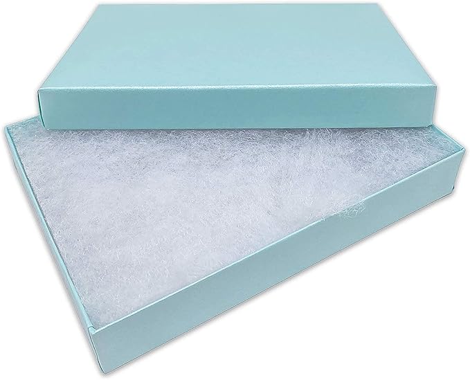 TheDisplayGuys - 25-Pack #53 Kraft Paper Cardboard Gift Boxes/Jewelry Cases w. Cotton Padding & Lid - Pearl Teal - (5.4" x 3.9" x 1.0")