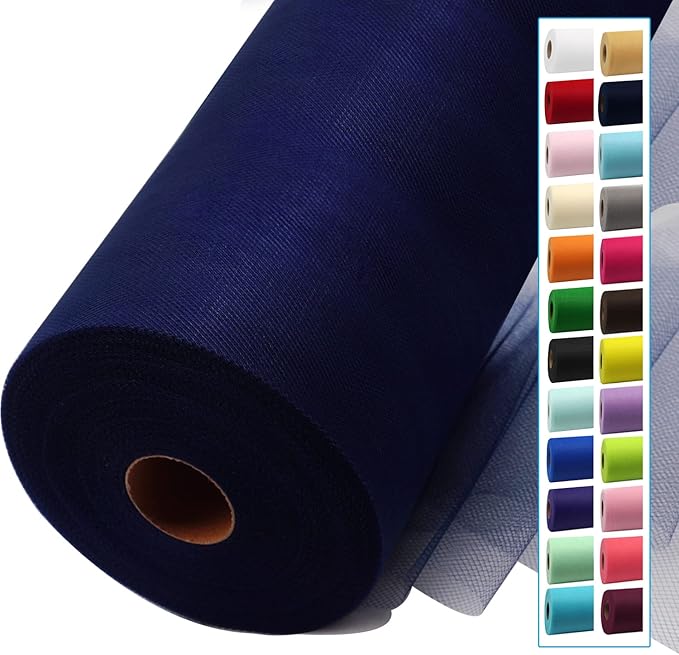 Navy Blue Tulle Fabric Rolls 54 Inch by 40 Yards Tulle Bolt Spool for Wedding Decorations DIY Tutu Baby Shower Table Skirt Ceiling Decor Birthday Party Craft Supplies
