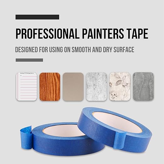 Lichamp 4 Pack Blue Painters Tape 1 inch, Blue Masking Tape 1 inch x 55 Yards x 4 Rolls (220 Total Yards)