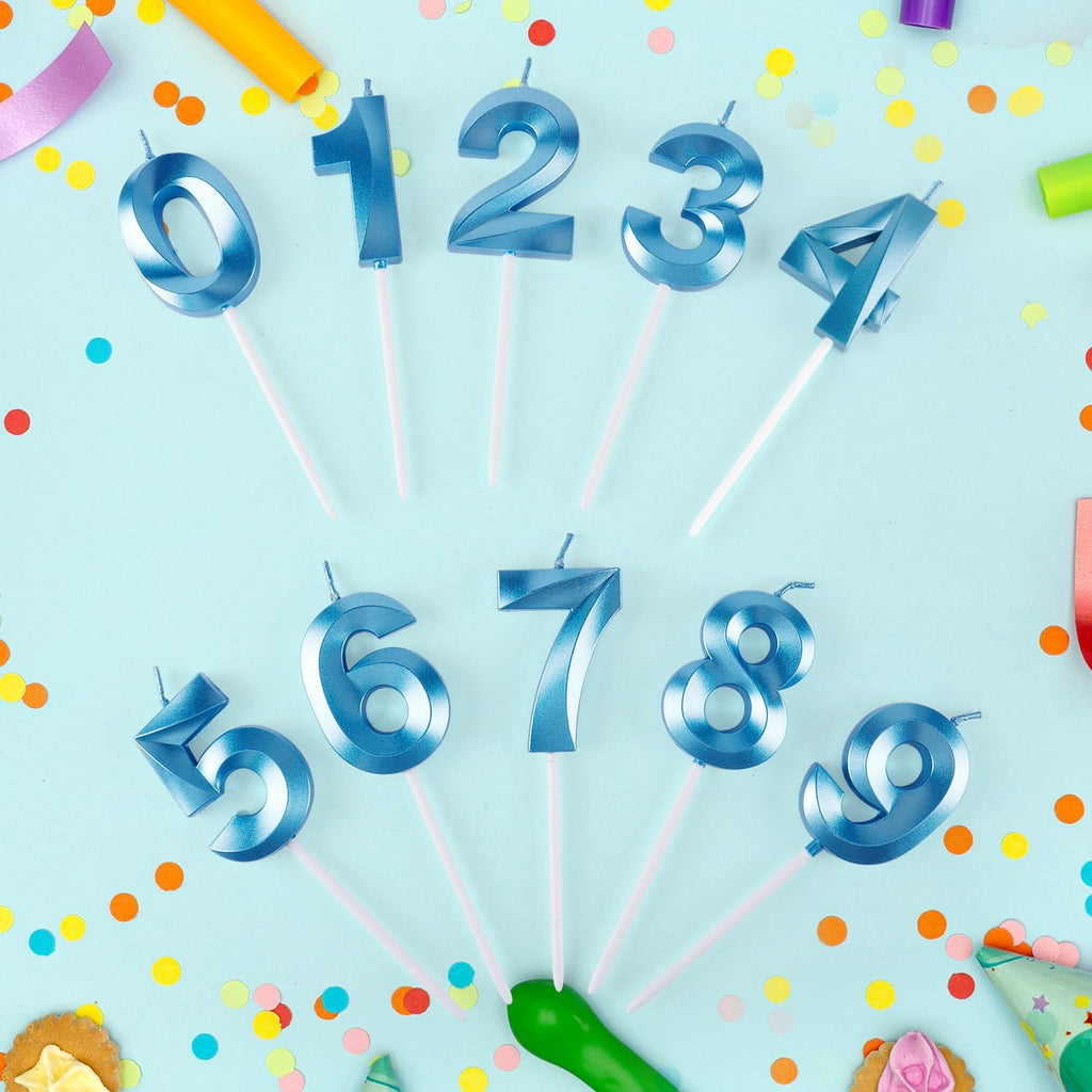 BEAN LIEVE Blue Birthday Candles - Number Cake Candles, Happy Birthday Numeric Candles Number 0 1 2 3 4 5 6 7 8 9 Used for Cake Decoration on Birthday Parties and Wedding Anniversary Celebration