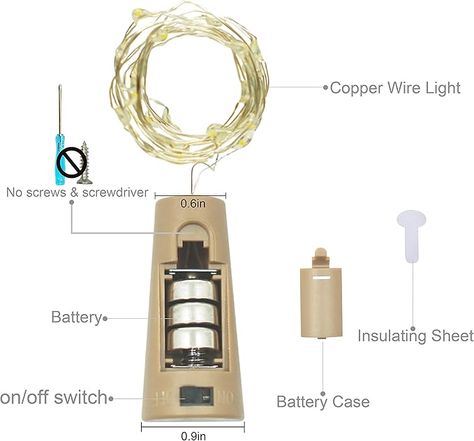 Wine Bottle Lights with Cork, Battery Operated 20 LED Cork Shape Silver Wire Colorful Fairy Mini String Lights(No Bottles) for DIY, Party, Decor, Christmas, Halloween,Wedding (3, Pink)