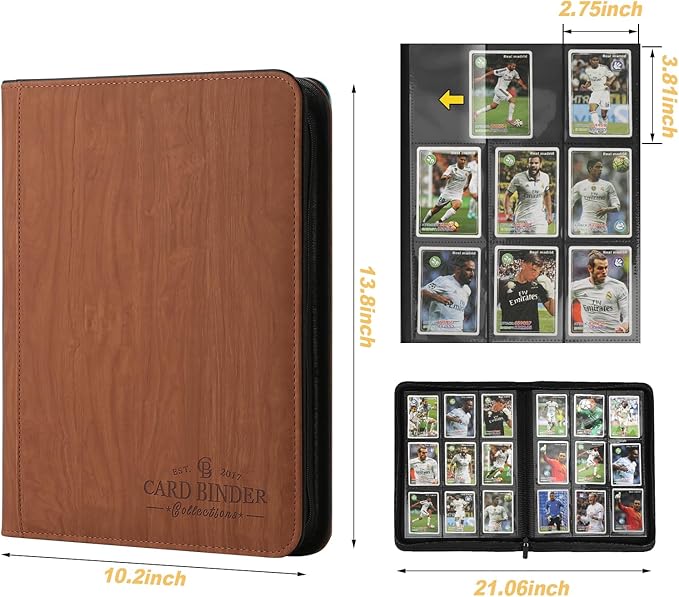 9 Pocket Card Binder, Premium Zip Trading Card Binder, 540 Double Sided Pocket PU Collection Binder, Collector Album, Card Folder for MTG, TCG, Sports Cards