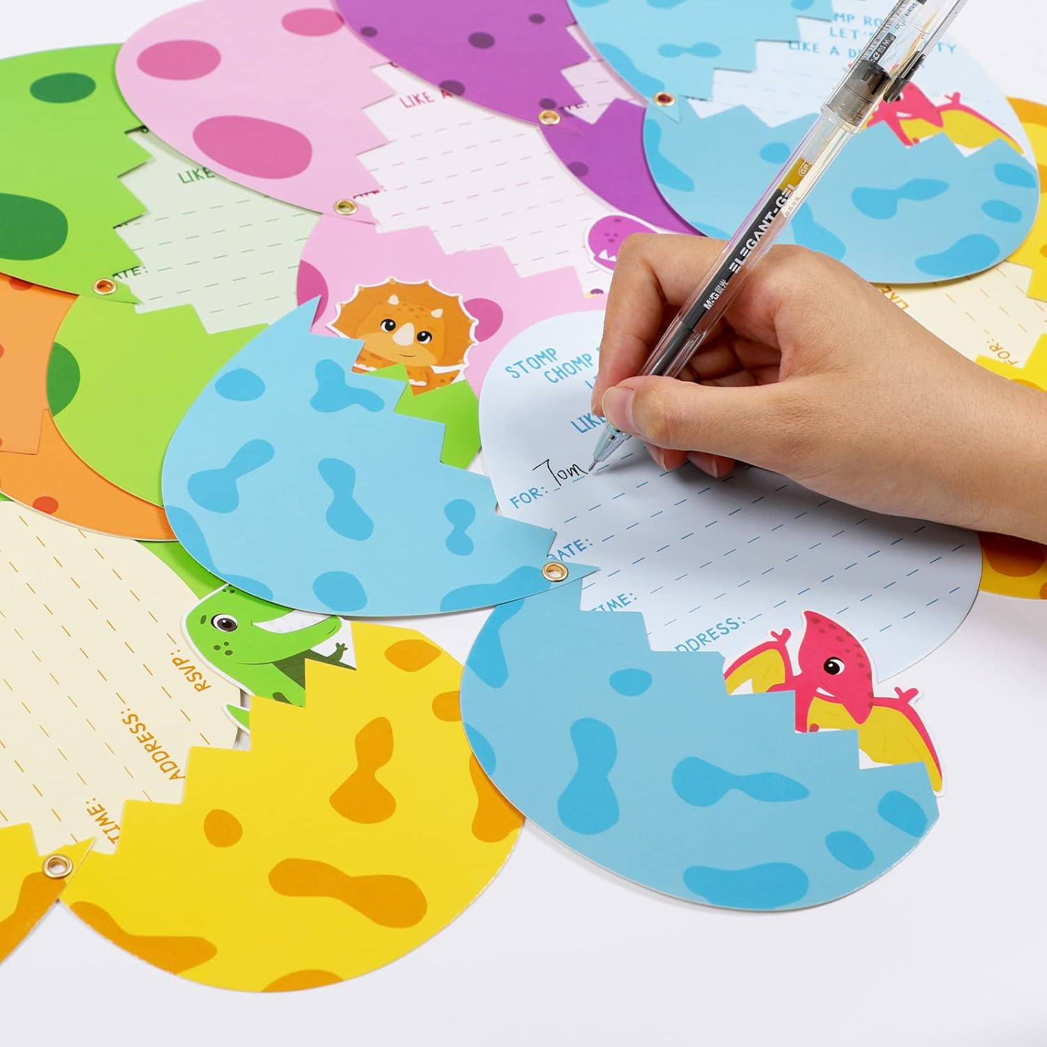 24 Pack Dinosaur Birthday Party Invitations Cards with Envelopes Dinosaur Party Supplies Fill In Birthday Dino Eggs Invite Cards Stickers for Kids Boys Girls Dinosaur Birthday Party Decorations Favor