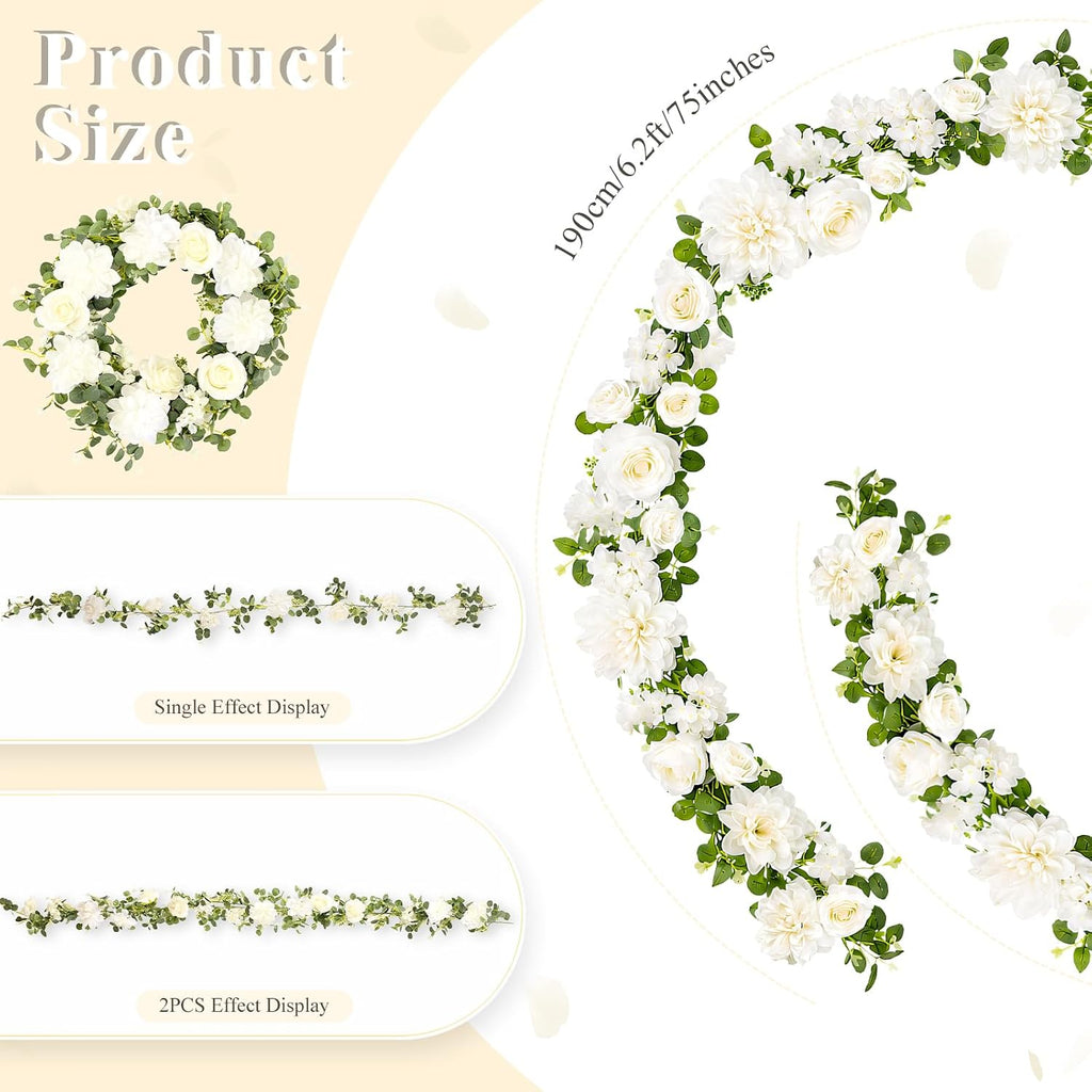 findosom total 12.4ft artificial flowers garlands for decoration showing dimensions