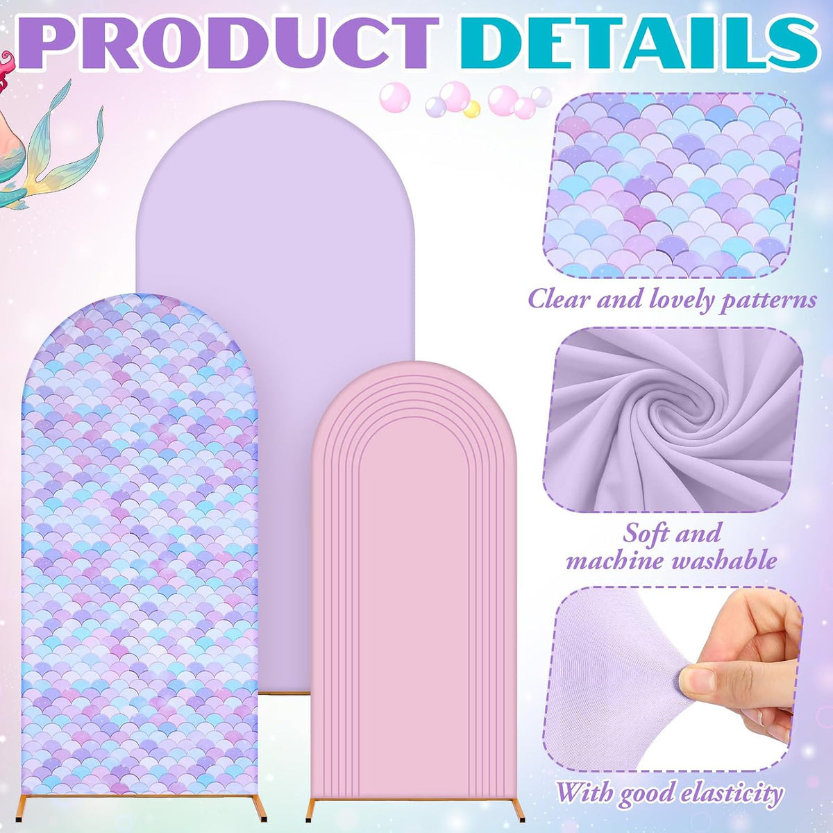 foilswirl 34 pcs mermaid decor set 4ft 5ft, side view