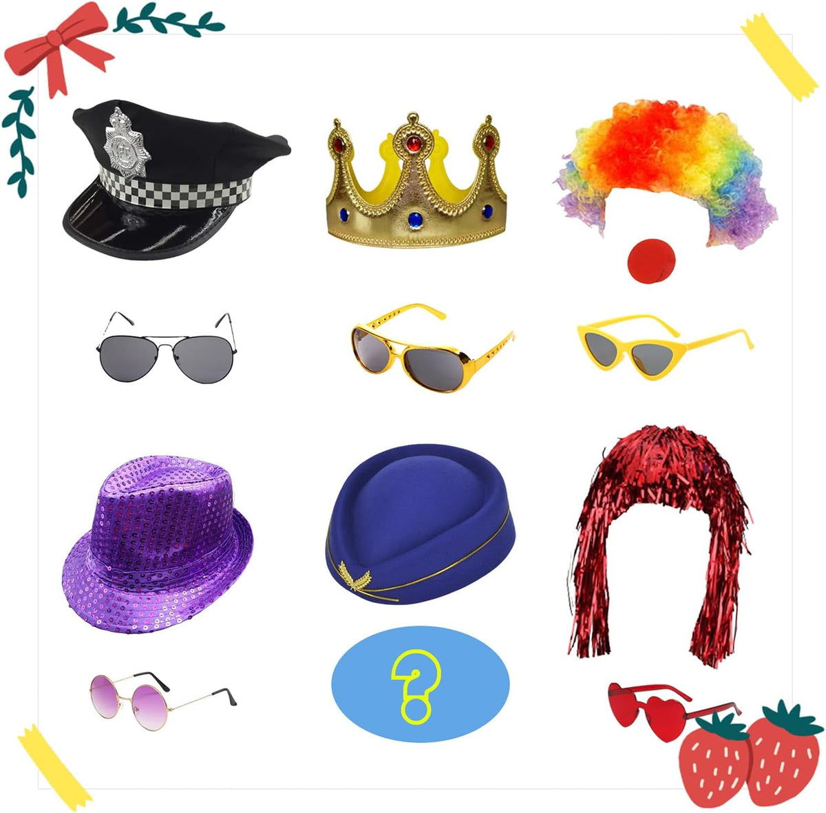 21 Pcs Funny Party Photo Booth Props Set for Adults Assorted Dress Up Costume...