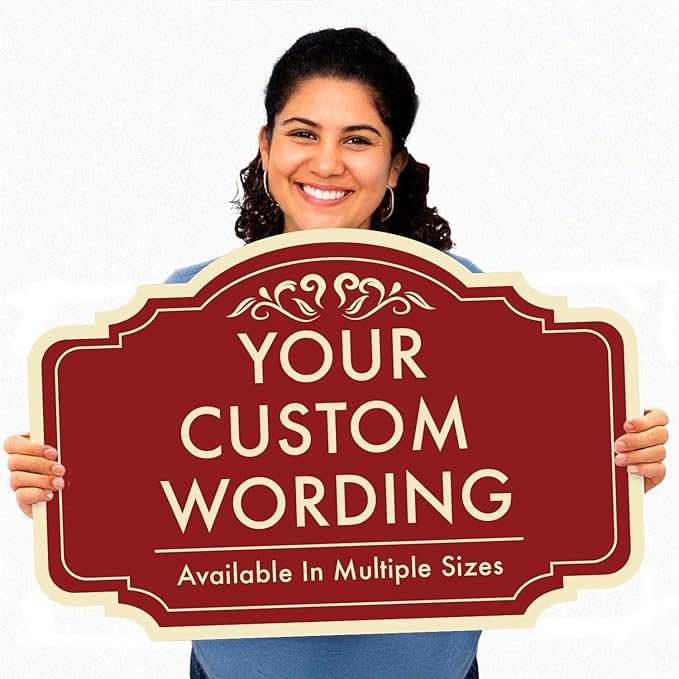 Custom Decorative Outdoor Metal Signs - Personalized Aluminum, Driveway Signs - Waterproof, Made in USA - Design 2 Red Brick, 30x24 In